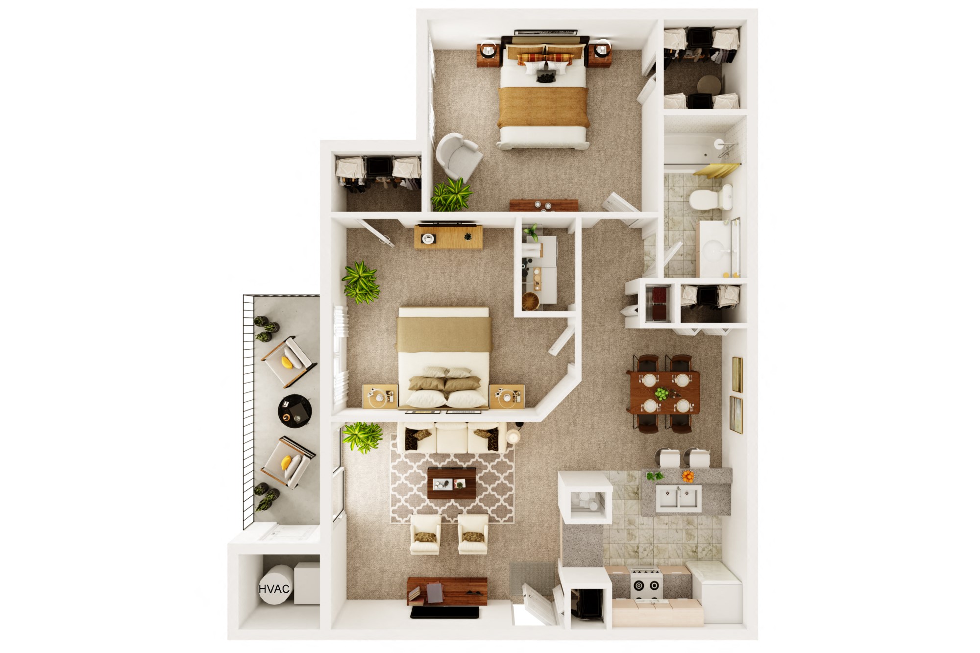 Two Bedroom One Bathroom Floorplan